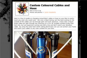 screenshot of mountain bike cable customisation