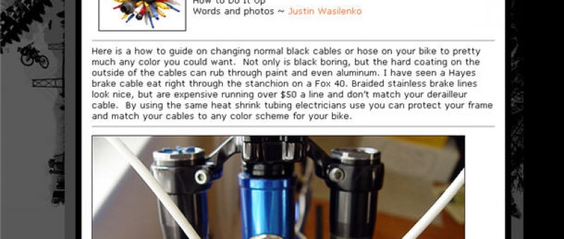 screenshot of mountain bike cable customisation