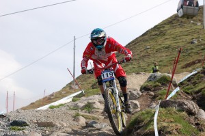 Mountain biker at the Fort William mountain bike world cup