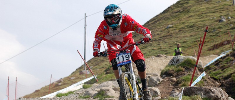 Mountain biker at the Fort William mountain bike world cup