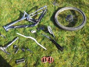 Mountain Bike Parts - A Disassembled Bike