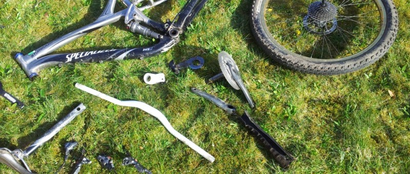 Mountain Bike Parts - A Disassembled Bike